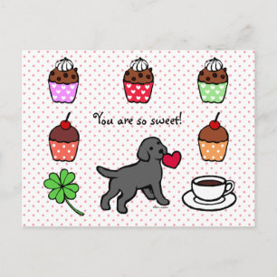 Black Lab Puppy Heart Cartoon Briefkaart