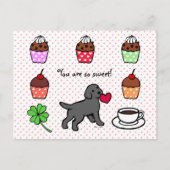 Black Lab Puppy Heart Cartoon Briefkaart (Voorkant)