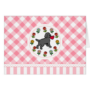 Black Lab Puppy Heart Cartoon Floral