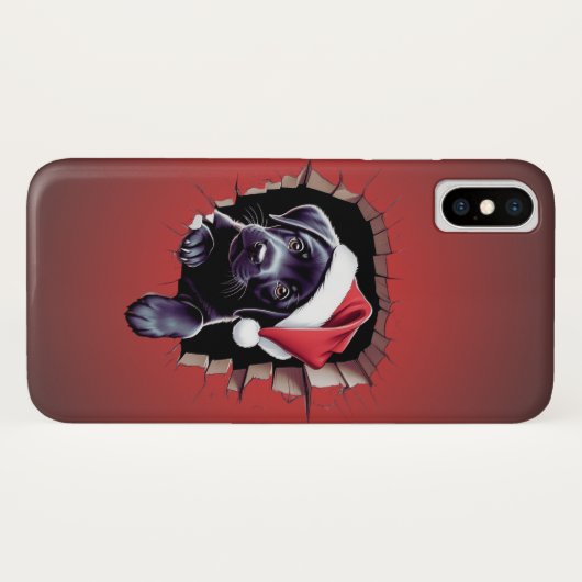 Black Lab Puppy in feestelijke kerstmuts Case-Mate iPhone Case (Achterkant (horizontaal))