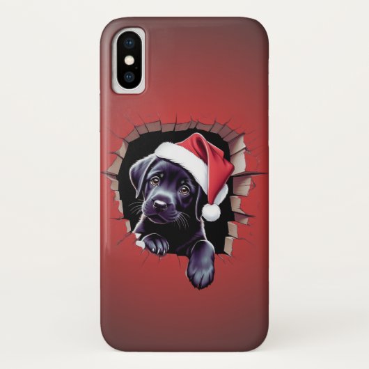 Black Lab Puppy in feestelijke kerstmuts Case-Mate iPhone Case (Achterkant)
