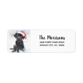 Black Lab Puppy in Santa Hat Custom Return-adres Etiket