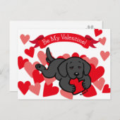 Black Lab Puppy Kauwhart Valentijn Feestdagenkaart (Voorkant / Achterkant)