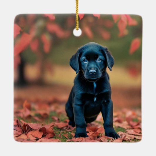 Black Lab Puppy Keramisch Ornament (Achterkant)
