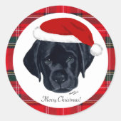 Black Lab Puppy Kerstman Stickers (Voorkant)