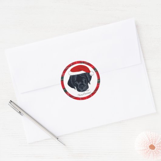 Black Lab Puppy Kerstman Stickers (Envelop)