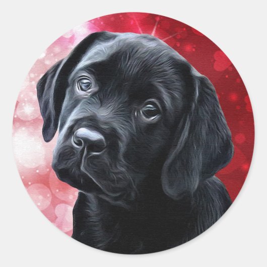 Black Lab Puppy - Labrador - Valentijn Puppy Ronde Sticker (Voorkant)