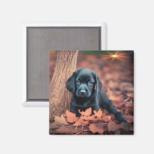 Black Lab Puppy Magneet (Voorkant / Achterkant)