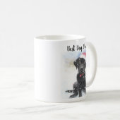 Black Lab Puppy met kerstkerstkerstmanhoed Koffiemok (Voorkant rechts)