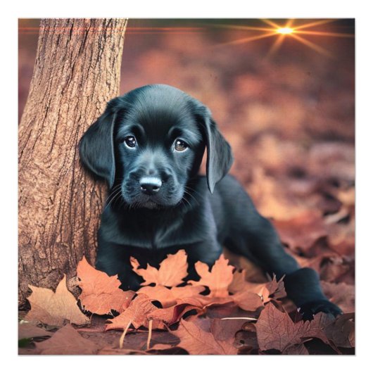Black Lab Puppy Photo Enlaring Foto Afdruk (Voorkant)