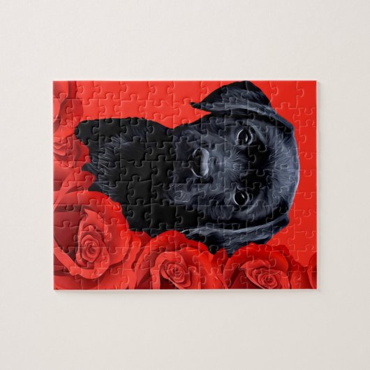 Black Lab Puppy Rozen Labrador Retriever Legpuzzel (Horizontaal)
