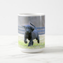 Black Lab Puppy Running Koffiemok