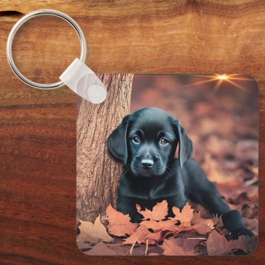 Black Lab Puppy Sleutelhanger (Voorkant)