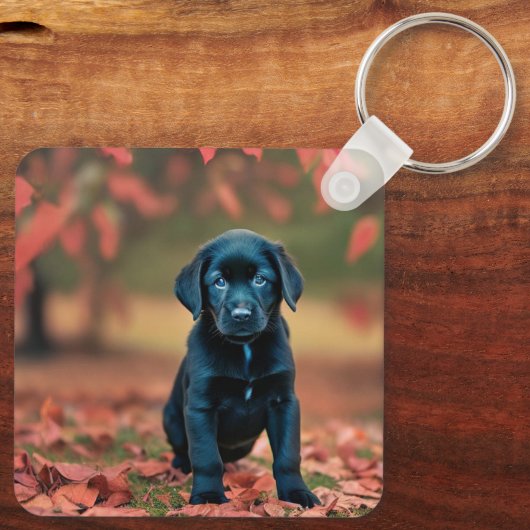 Black Lab Puppy Sleutelhanger (Achterkant)