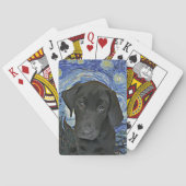 Black Lab Puppy Sterrennacht Van Gogh geïnspireerd Pokerkaarten (Achterkant)