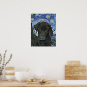 Black Lab Puppy Sterrennacht Van Gogh geïnspireerd Poster (Keuken)