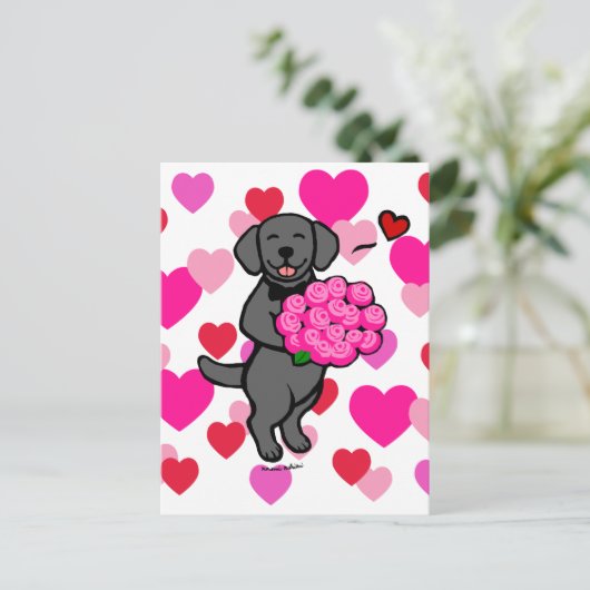 Black Lab Puppy Valentijnsdag-kaart Feestdagenkaart (Staand voorkant)