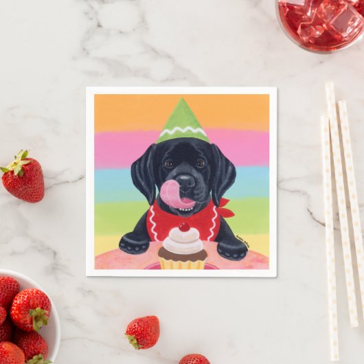 Black Lab Puppy Verjaardag Cupcake Papieren servet (Insitu)