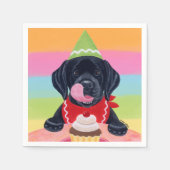 Black Lab Puppy Verjaardag Cupcake Papieren servet (Voorkant)