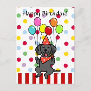 Black Lab Puppy Verjaardagsballonnen Briefkaart