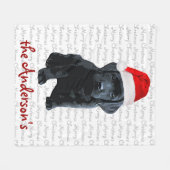 Black Lab Puppy - Vrolijk kerstfeest - Labrador Fleece Deken (Voorkant (Horizontaal))