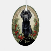 Black Lab Puppy's eerste kerst metalen Ornament (Voorkant Rechts)