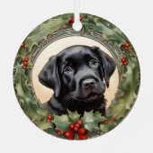 Black Lab Puppy's eerste kerst metalen Ornament (Achterkant)