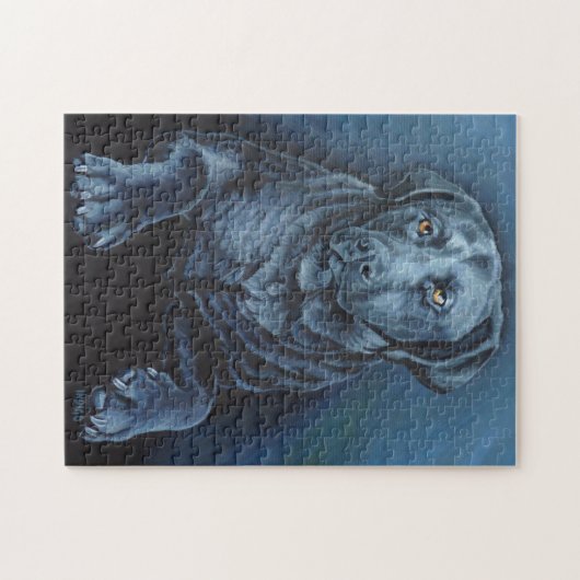 Black Lab Puzzle Personalized Dog Art Puzzles Legpuzzel (Horizontaal)