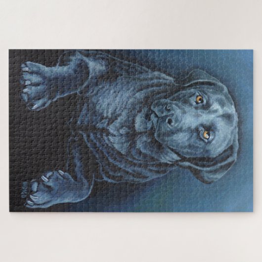 Black Lab Puzzle Personalized Dog Art Puzzles Legpuzzel (Horizontaal)