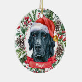 Black Lab Retriever Custom Dog kerstversiering Keramisch Ornament (Rechts)