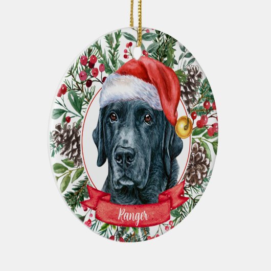 Black Lab Retriever Custom Dog kerstversiering Keramisch Ornament (Rechts)