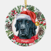 Black Lab Retriever Custom Dog kerstversiering Keramisch Ornament (Voorkant)