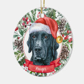 Black Lab Retriever Custom Dog kerstversiering Keramisch Ornament (Links)