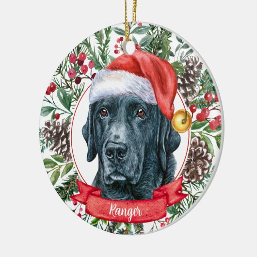 Black Lab Retriever Custom Dog kerstversiering Keramisch Ornament (Links)