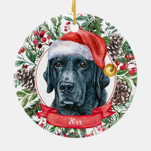 Black Lab Retriever Custom Dog kerstversiering Keramisch Ornament (Achterkant)