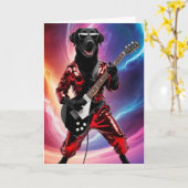 Black Lab Rock Star Kaart (Gele Bloem)