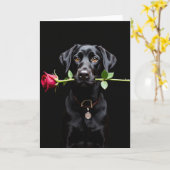 Black Lab Rose Valentine Card Kaart (Gele Bloem)