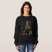 Black Lab Santa Christmas Tree Lights  Xmas Pjs Bo Trui (Voorkant volledig)