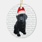 Black Lab Santa Dog - Merry Kerstlabrador Dog Keramisch Ornament (Links)