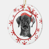 Black Lab Santa Hat Red Snowflake Keramisch Ornament (Links)