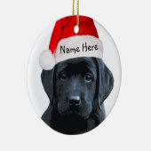 Black Lab Santa Kerstsieraad Keramisch Ornament (Rechts)