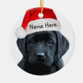 Black Lab Santa Kerstsieraad Keramisch Ornament (Voorkant)