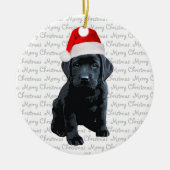 Black Lab Santa Puppy Pet Merry Kerstlabrador Keramisch Ornament (Voorkant)