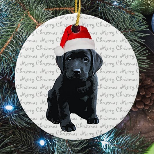 Black Lab Santa Puppy Pet Merry Kerstlabrador Keramisch Ornament