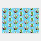 Black Lab Santa Surfplank Zeemeeuw Cadeaupapier Se (Voorkant)