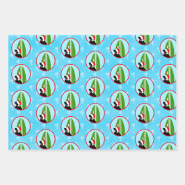Black Lab Santa Surfplank Zeemeeuw Cadeaupapier Se