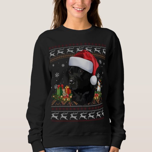 Black Lab Santa Ugly Sweater Hondenliefhebber X (Voorkant)