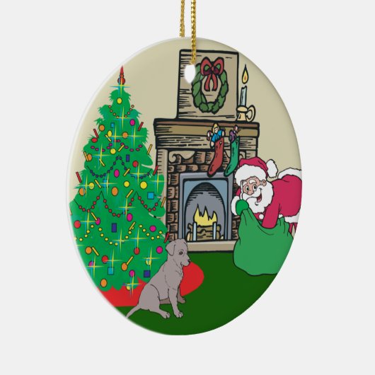 Black Lab Santas Gift Keramisch Ornament (Rechts)