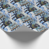 Black Lab Serene Winter Forest Christmas Holiday Cadeaupapier (Hoek)