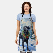 Black Lab Serene Winter Forest Christmas Holiday Schort (Gedragen)